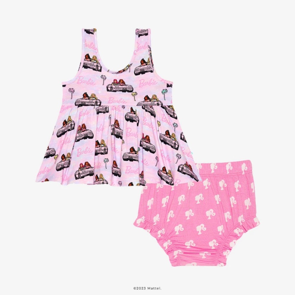 Posh Peanut Cruisin Barbie Peplum & Bummie Set